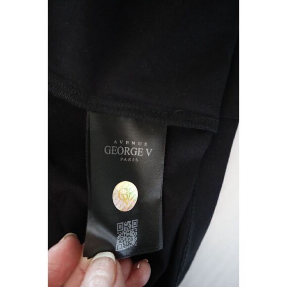 Avenue George V Paris GV2399 Men Sz S Black No Fear Rhinestone Logo T-Shirt $100 - Picture 7 of 10